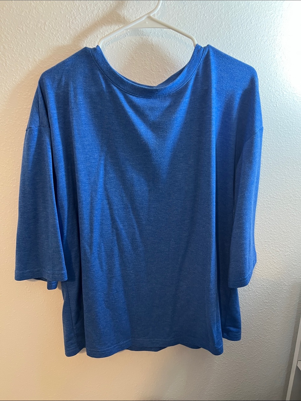 Relaxed Royal Blue 3/4 Sleeve Crew Neck Top
